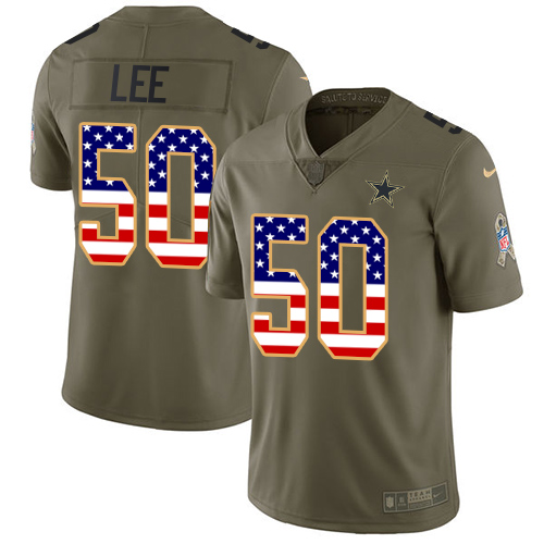 Nike Cowboys #50 Sean Lee Olive/USA Flag Men's Stitched NFL Limited Salute To Service Jersey - Click Image to Close